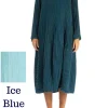 Grizas Silk Linen V-Neck Dress Ice Blue