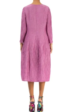 Grizas Silk Linen V-Neck Dress Wild Berry
