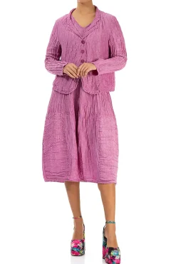 Grizas Silk Linen V-Neck Dress Wild Berry