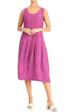 Grizas Sleeveless Silk Crinkle Dress Orchid