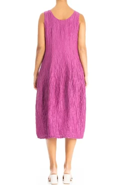 Grizas Sleeveless Silk Crinkle Dress Orchid