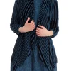 Grizas Striped Silk Jacket Petrol Blue