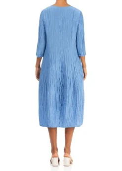 Grizas V Neck Crinkle Dress Cornflower