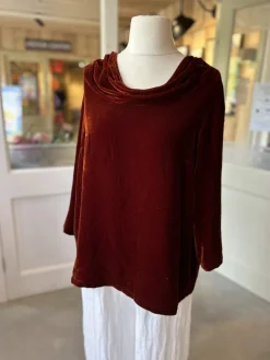 Grizas Velvet Silk Blouse Burnt Orange