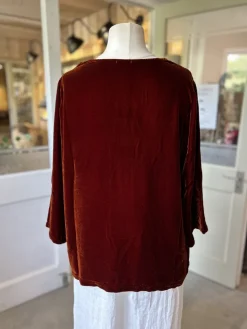 Grizas Velvet Silk Blouse Burnt Orange