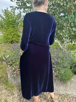 Grizas Velvet Silk Dress Blue Violet