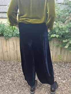 Grizas Velvet Silk Trousers Navy
