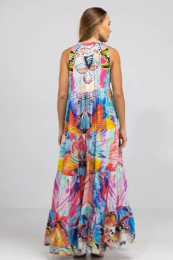 Inoa Frill Maxi Silk Dress Canberra