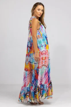 Inoa Frill Maxi Silk Dress Canberra