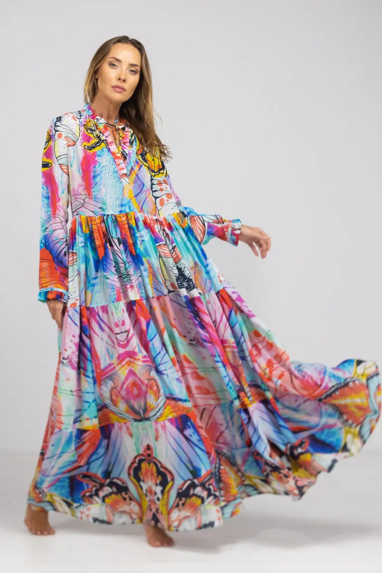 Inoa Placket Maxi Silk Dress Canberra