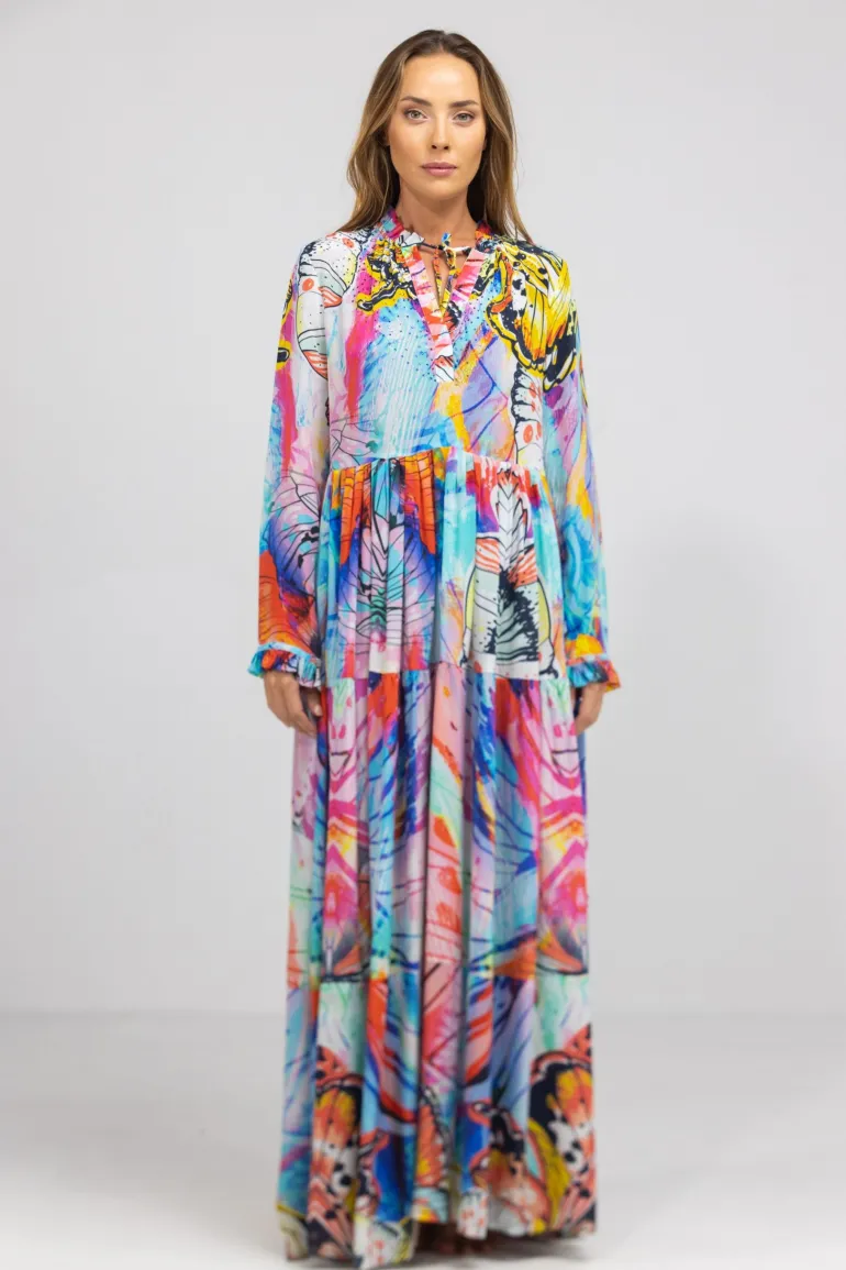 Inoa Placket Maxi Silk Dress Canberra