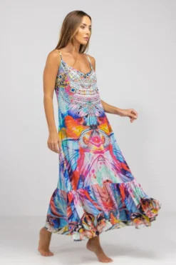 Inoa Strap Maxi Silk Dress Canberra