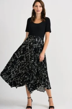JOSEPH RIBKOFF PLEATED DRESS BLACK