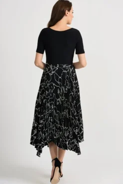 JOSEPH RIBKOFF PLEATED DRESS BLACK