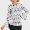 JOSEPH RIBKOFF WHITE LACE TEXTURED TOP