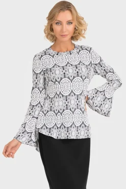 JOSEPH RIBKOFF WHITE LACE TEXTURED TOP