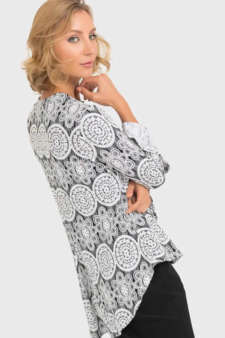 JOSEPH RIBKOFF WHITE LACE TEXTURED TOP