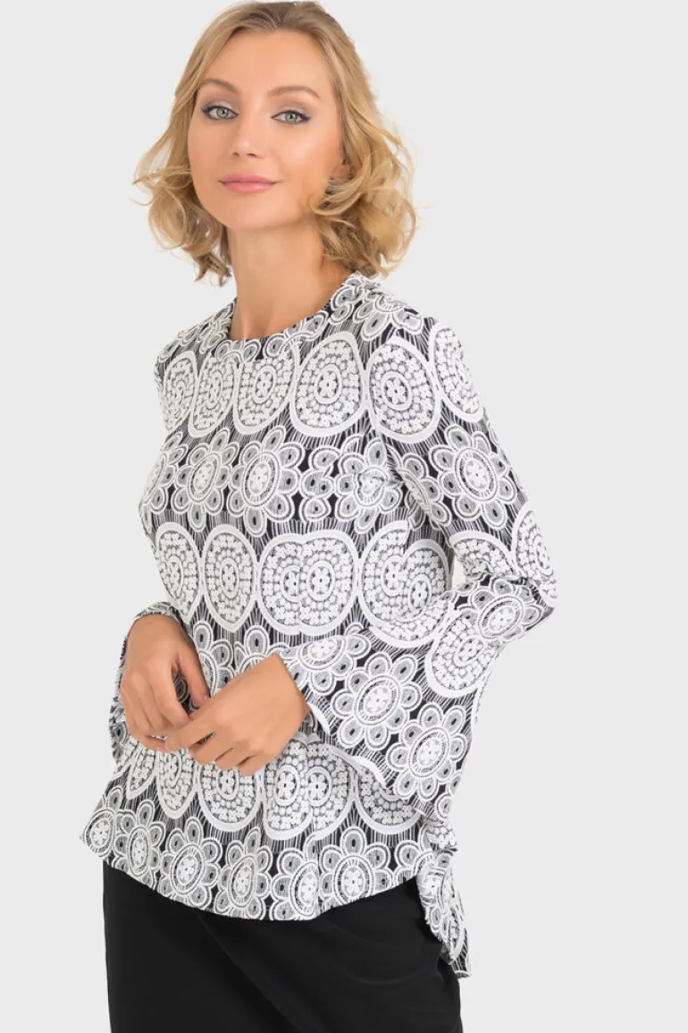 JOSEPH RIBKOFF WHITE LACE TEXTURED TOP