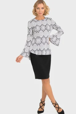 JOSEPH RIBKOFF WHITE LACE TEXTURED TOP