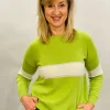 LUELLA REMI CASHMERE SWEATER LIME/IVORY/SILVER