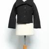 Luukaa Cropped Puffer Jacket Black and Grey