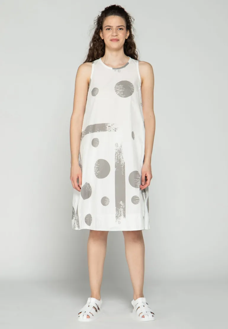 Luukaa Earth Printed Sleeveless Dress White