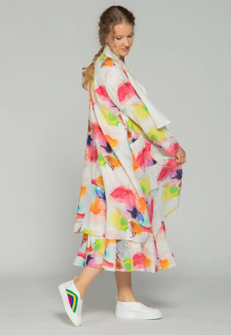 Luukaa Maya Long Linen Jacket Multicolour