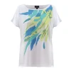 Marble Abstract Leaf Print Top Aqua