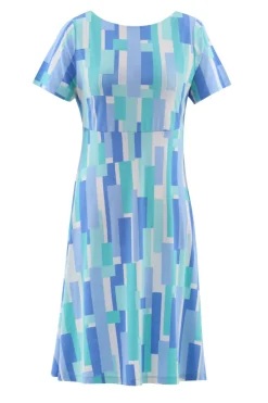 Marble Abstract Print Dress Aqua