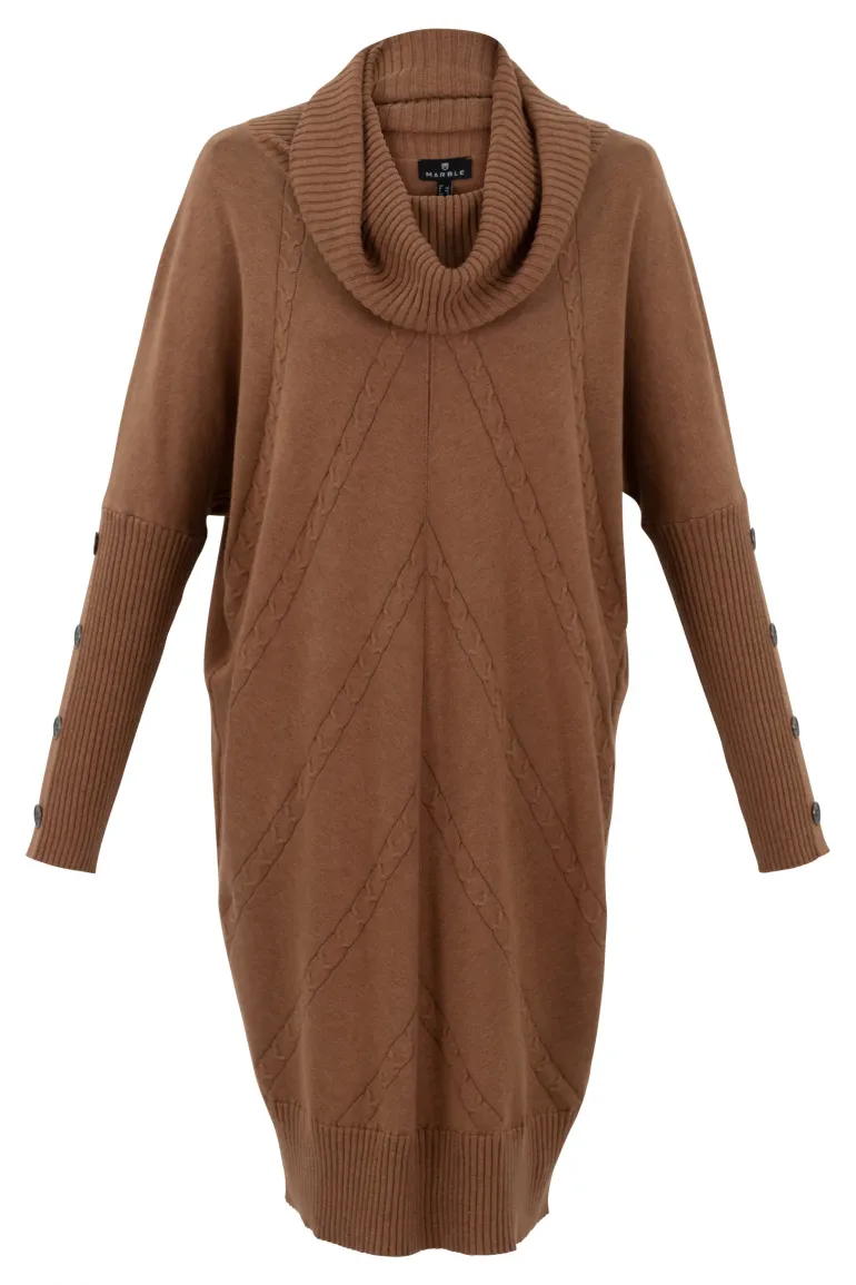 Marble Cable Knit Dress Tobacco