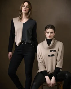 Marble Colour Block Sweater Oatmeal
