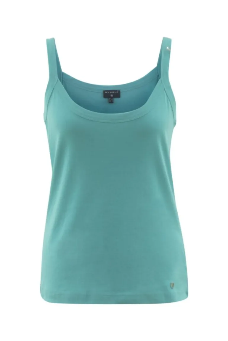 MARBLE COTTON VEST TOP TURQUOISE