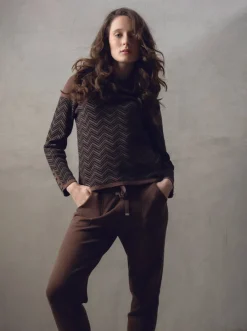 Marble Cowl Neck Sweater Chocolate 7560-220
