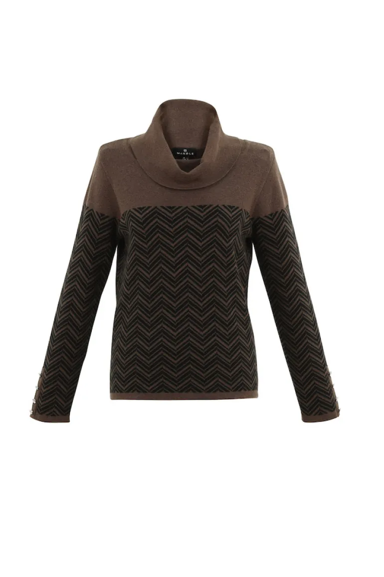 Marble Cowl Neck Sweater Chocolate 7560-220