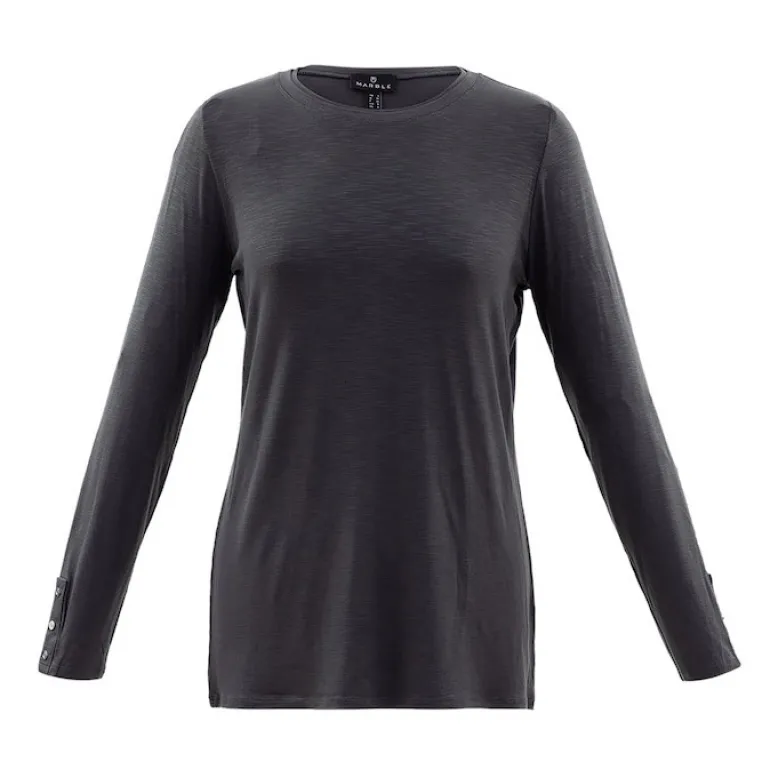 Marble Crew Neck Jersey Top Charcoal 6401-105
