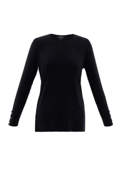 Marble Crew Neck Top Black