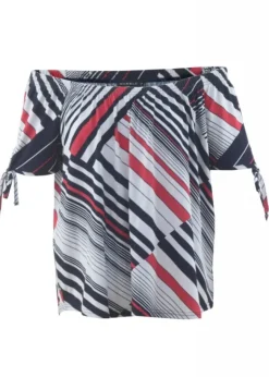 MARBLE DIAGONAL STRIPE TOP NAVY / RED / WHITE