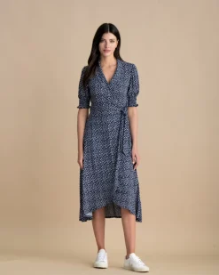 Marble Dot Dress Navy