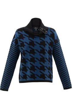 Marble High Neck Geometric Top Petrol