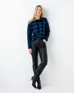 Marble High Neck Geometric Top Petrol