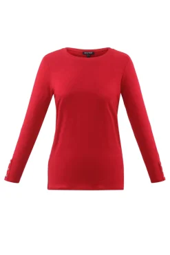 Marble Long Sleeve Jersey Top Red