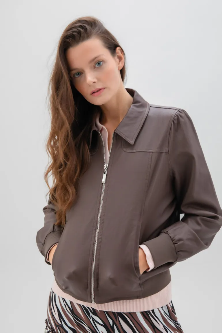Marble Pleather Jacket Chocolate 2413-220
