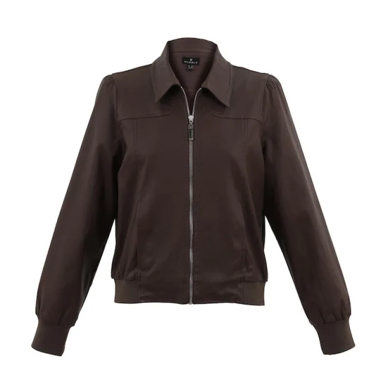Marble Pleather Jacket Chocolate 2413-220