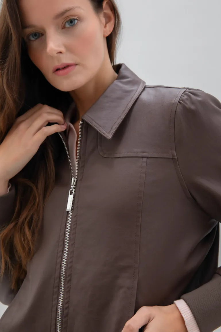 Marble Pleather Jacket Chocolate 2413-220