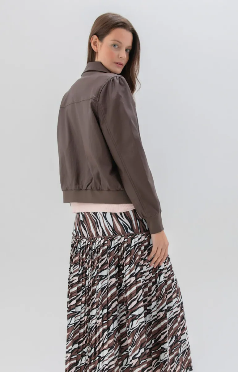 Marble Pleather Jacket Chocolate 2413-220