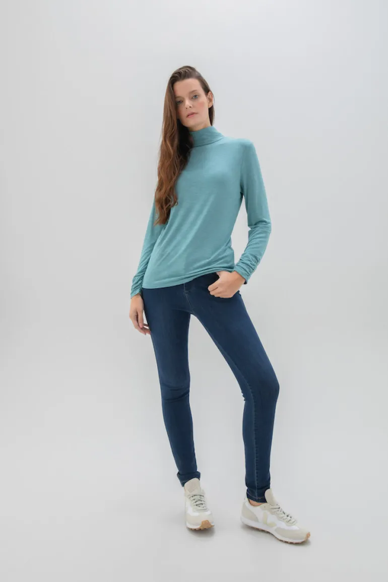 Marble Polo Neck Top Sea Foam 6400-223
