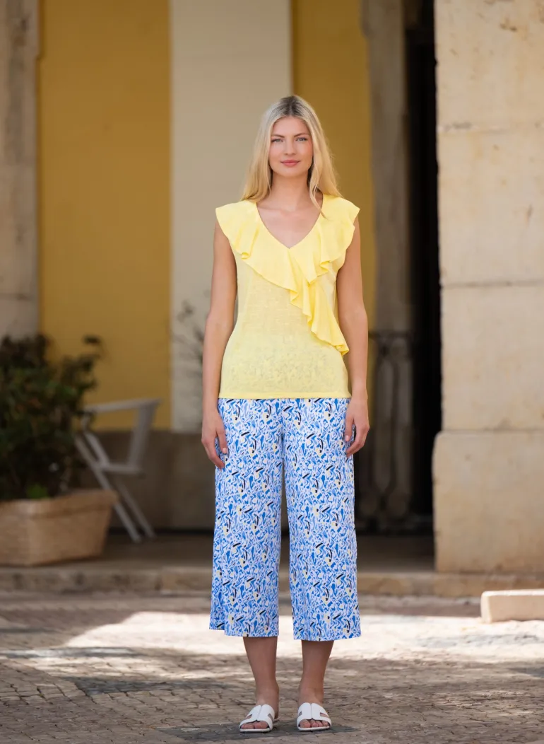 Marble Printed Culottes Yellow