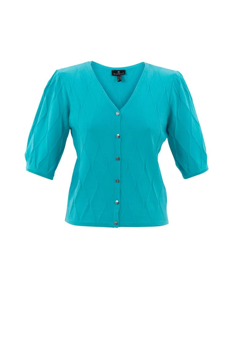 Marble Reversible Cardigan Aqua