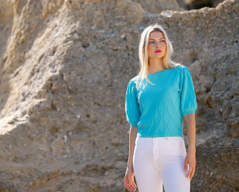 Marble Reversible Cardigan Aqua