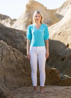 Marble Reversible Cardigan Aqua